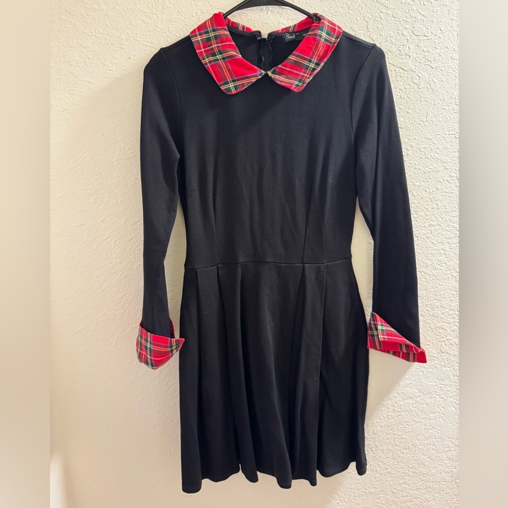 Smak Parlour - Plaid Collar Black Dress - Small